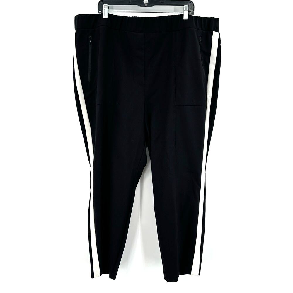 Lane Bryant Size 26 Track Pants Black White Stripe Athleisure Activewear Comfort